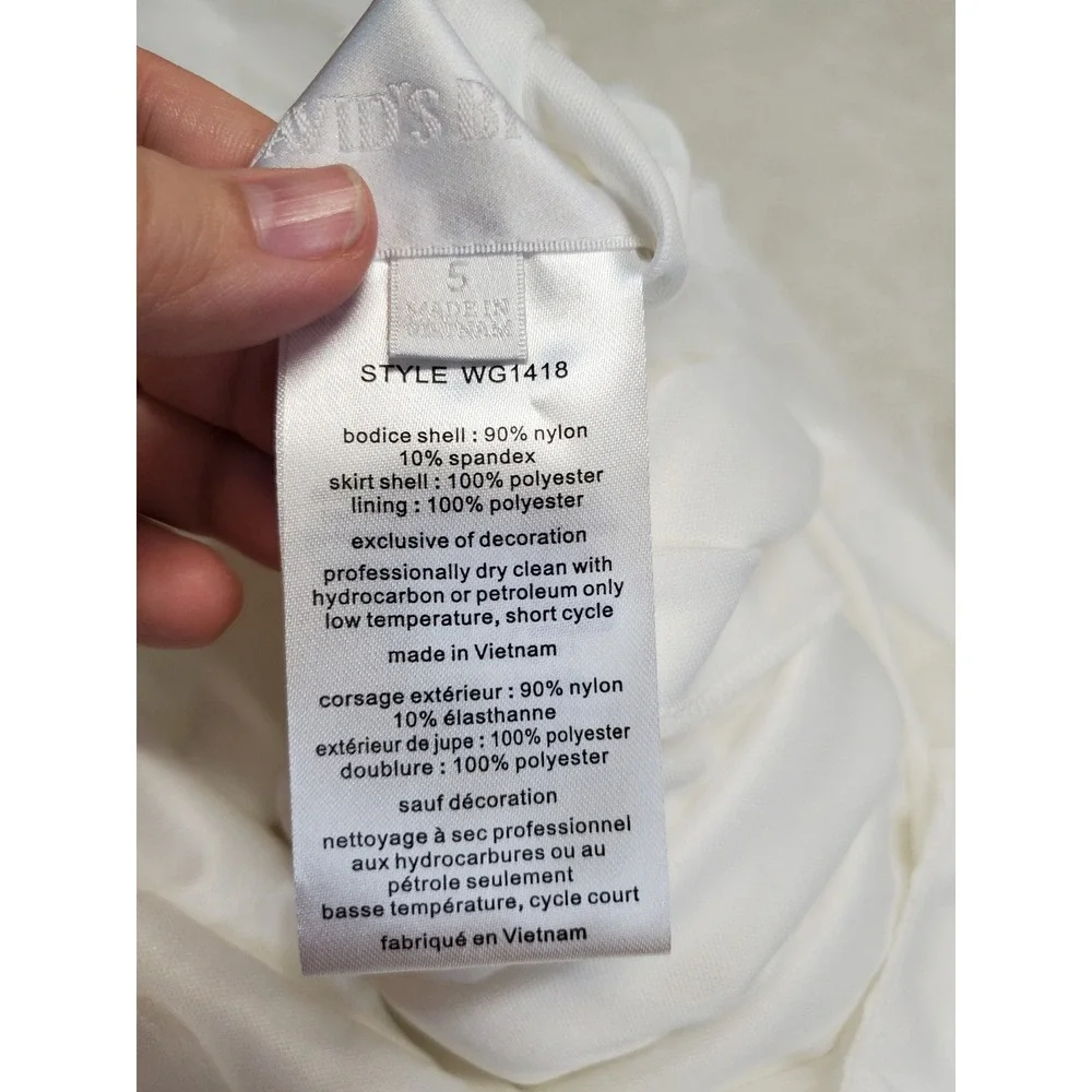 NWT David's Bridal White Tulle Lace Dress Girl 5 Flower Formal Wedding Occasion - Picture 10 of 10